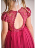 Lace Tulle Keyhole Back Ankle Length Flower Girl Dress